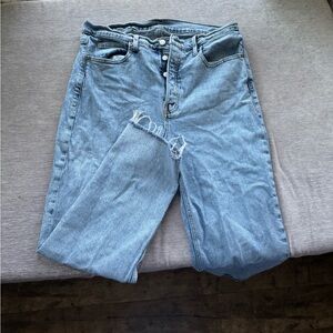 Straight leg high rise jeans
